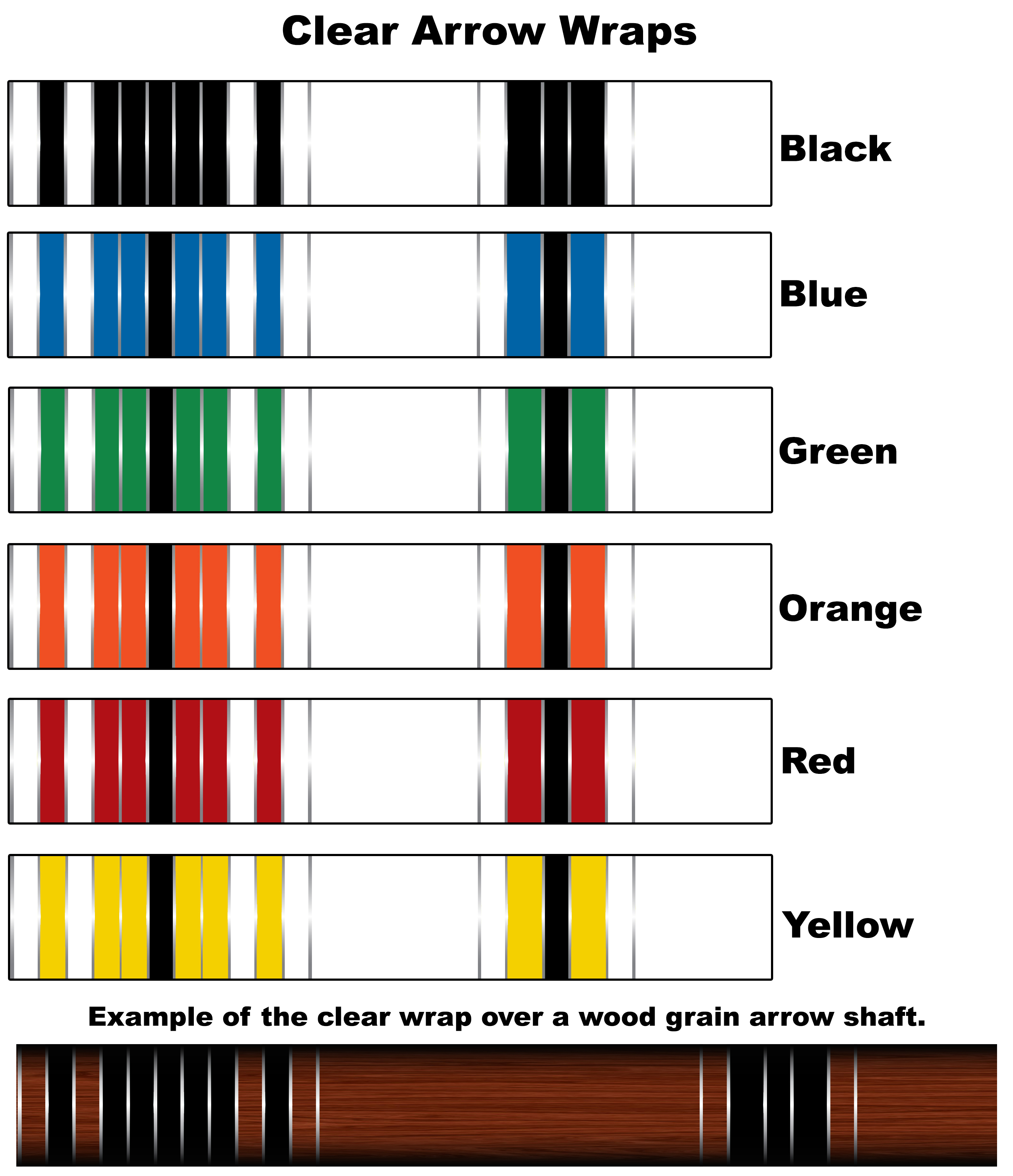 White Water Archery Non-Laminated Orange Black Traditional 7 Crest Arrow Wraps 15 pk Choose Length Width