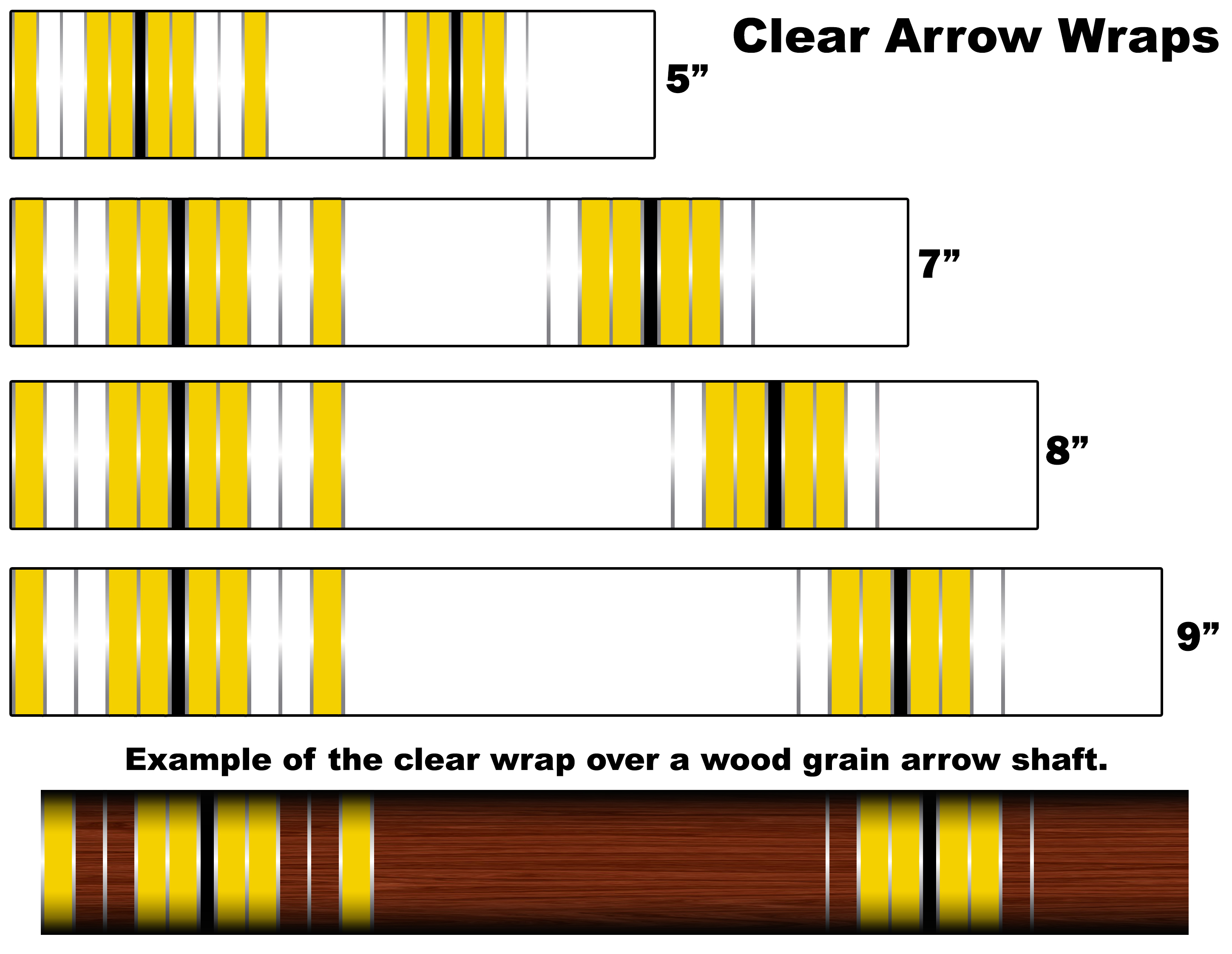 Eau Blanche Tir à l'arc Traditionnel 13br Crest ARROW Wraps Lot de 15 Choisir Longueur Largeur