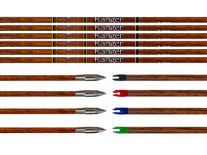 White Traditional 14 Finished Ranger Traditional Wood Grain Carbon Arrows  .204 – 6pc Pack