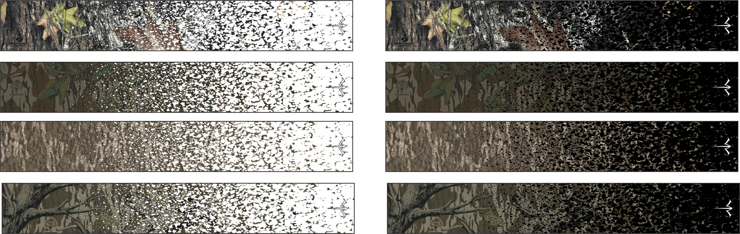 Licensed Mossy Oak Camo Black & White Spray Paint Arrow Wraps