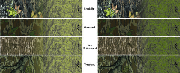 Licensed Mossy Oak Camo Tan & OD Green Thin Line Topo Map Arrow Wraps
